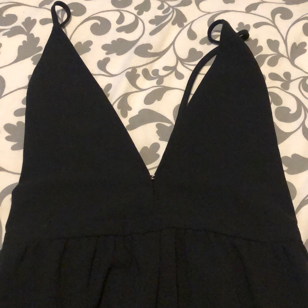 Black, plunge jumpsuit